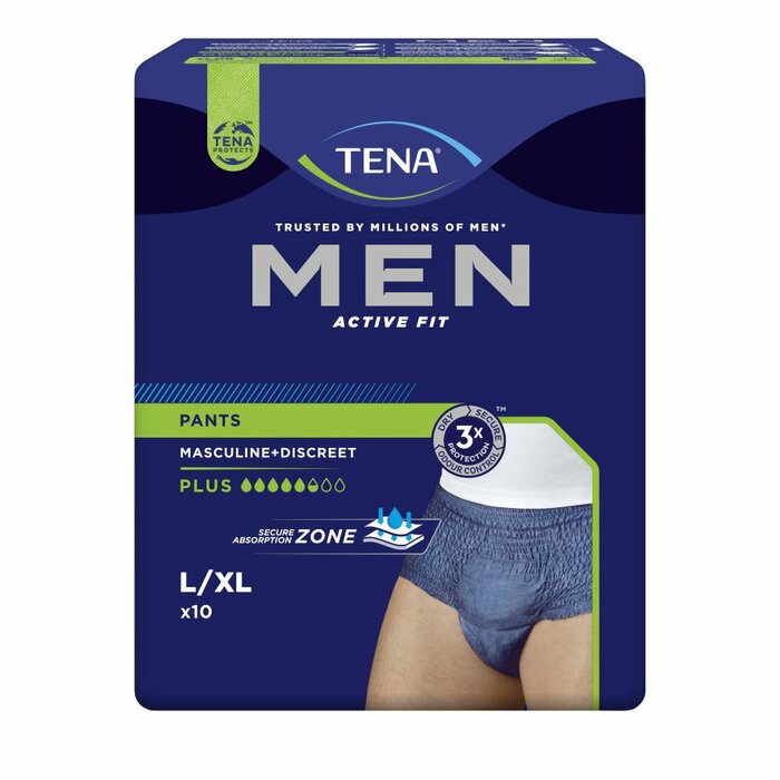 TENA Men Active Fit Inkontinenz Pants Plus L/XL blau - 4 x 10 Stk.