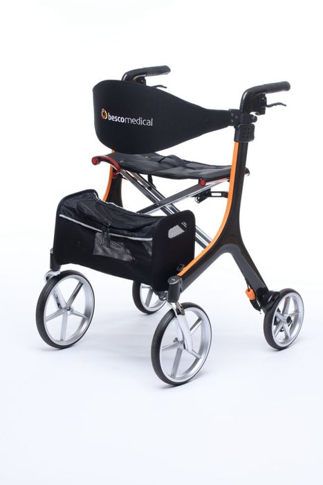 Mein Carbon Rollator - mit Farbakzent Ziron Orange - Leichtgewicht Carbon Rollator - Besco Medical in S Small - nur 5,3 kg