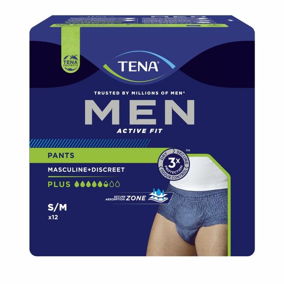 TENA Men Act.Fit Inkontinenz Pants Plus S/M blau - 4 x 12 Stk.