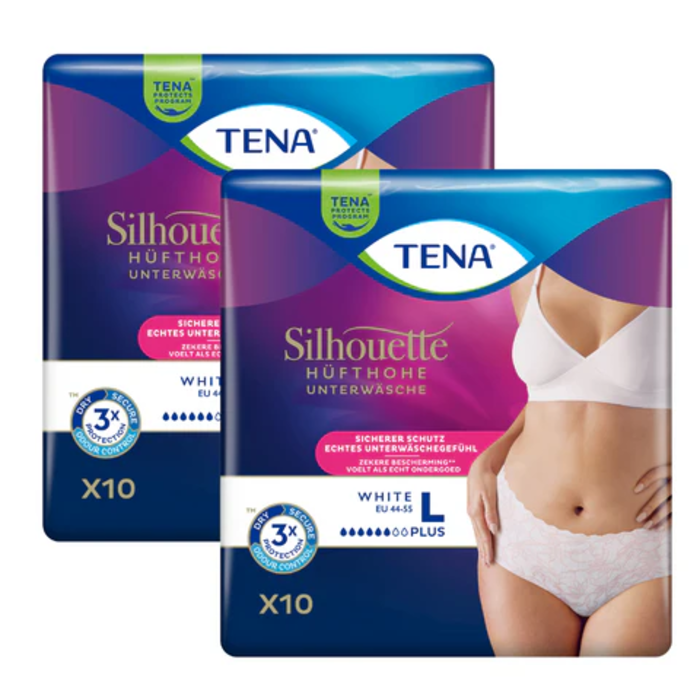 TENA Sillhouette Pants White Plus Large 6 x 10 Stk. für Frauen (VE 3 x 20 Stk.)