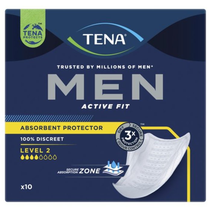 TENA Men Level 2 Einlagen Active Fit - 6 x 10 Stk. + 2 Gratis = 72 Stk. - Aktionspreis